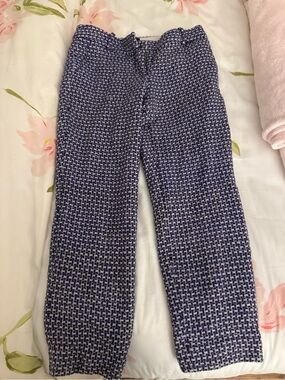 J. Crew Blue and White Patterned Cropped Pants